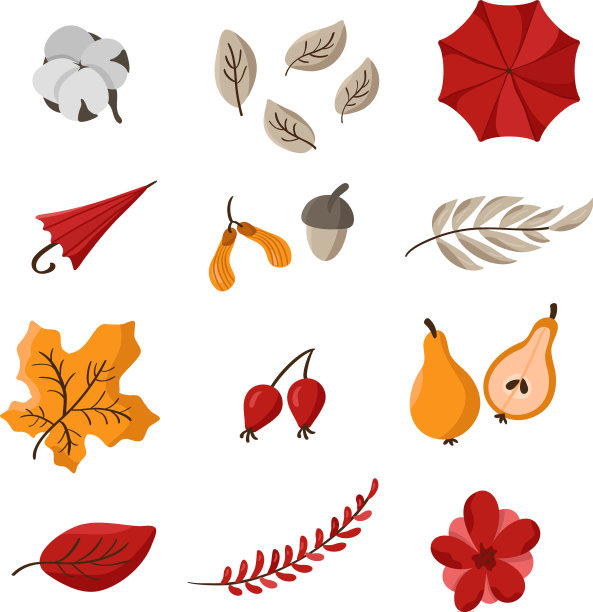 秋可爱集手绘秋元素图片下载