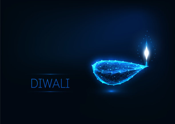 快乐排灯节贺卡模板与发光图片下载