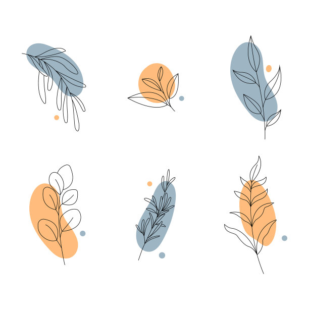 设置抽象植物手绘线条艺术图片下载