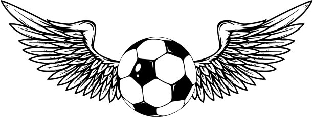 足球与翅膀孤立在白色图片下载