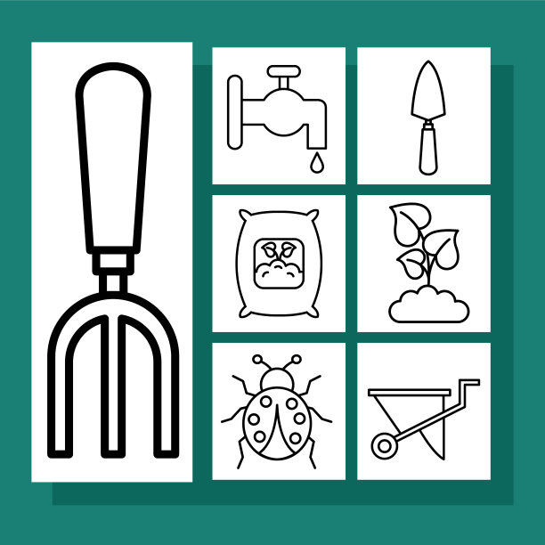 园林线条风格集图标设计图片下载