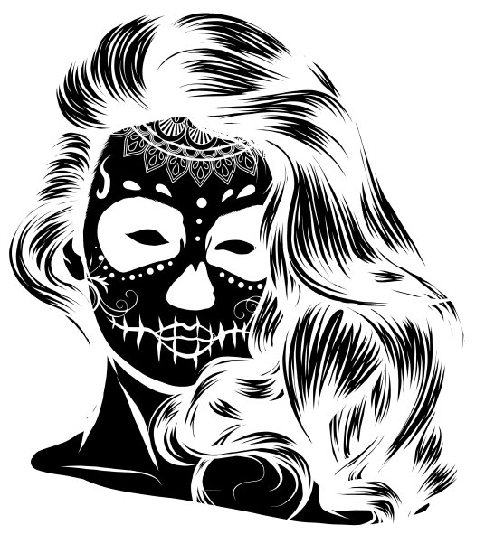 黑白骷髅糖果女孩图片下载