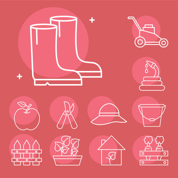 园林线条风格图标收藏设计图片下载