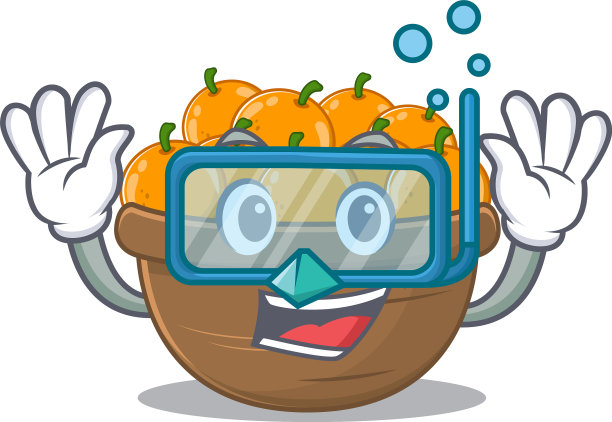 一幅以橘色水果篮为特色的卡通图片图片下载