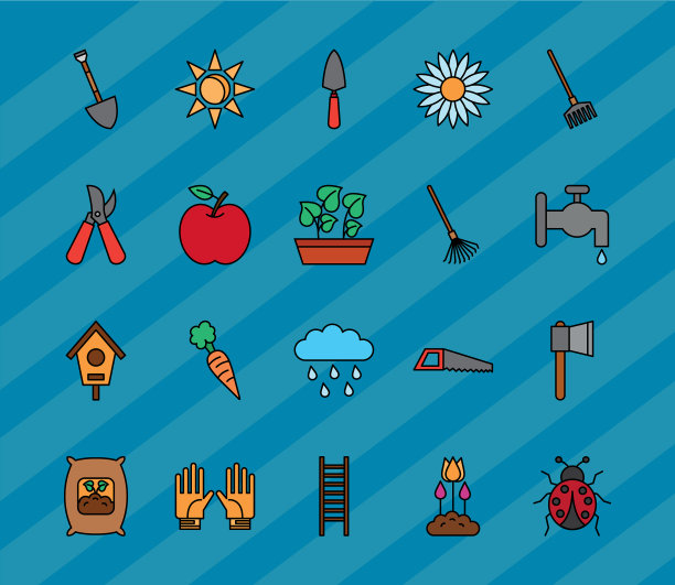 园艺线和填充样式的图标设置图片下载