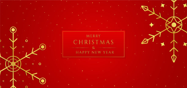 雪花金色豪华设计红色背景图片下载