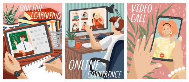 人们通过视频会议应用互相交谈图片下载