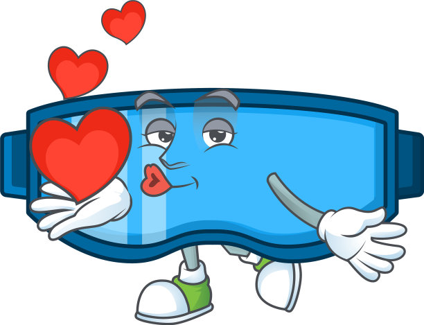 一个可爱的卡通安全眼镜抱着心图片下载