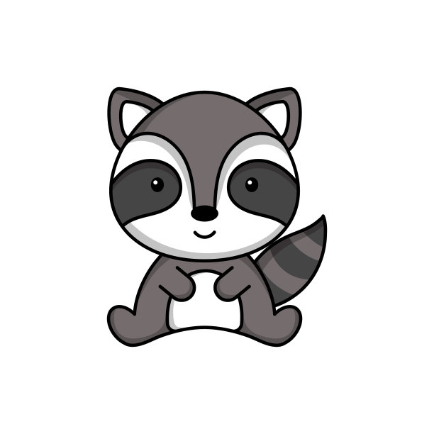 可爱的商业浣熊图标上的白色背景图片下载