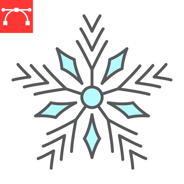 圣诞雪花彩色线条图标图片下载
