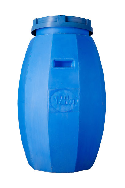 蓝色塑料水箱隔离在白色图片下载