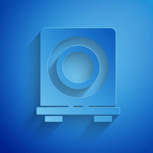 剪纸电炉图标孤立在蓝色图片下载