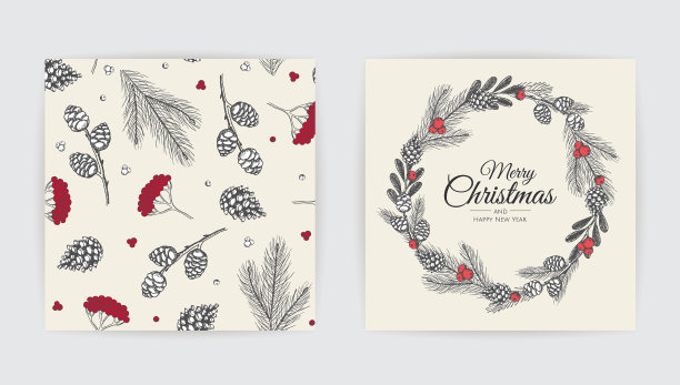 圣诞贺卡与新年树图片下载