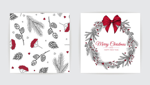 圣诞贺卡与新年树图片下载