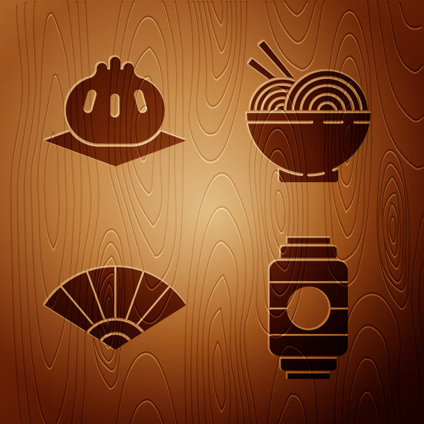 将日本纸灯笼置于剪纸上图片下载