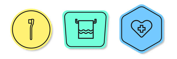 将牙刷毛巾固定在衣架和心脏上图片下载