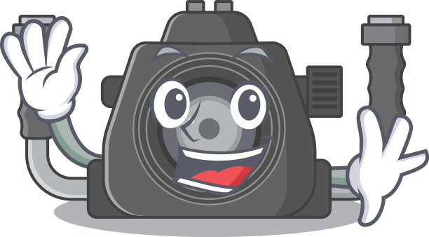 笑脸水下相机卡通吉祥物设计图片下载