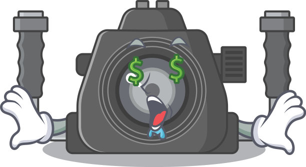 富有的水下相机与金钱眼睛吉祥物图片下载