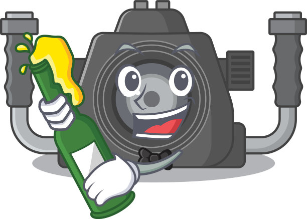 水下摄像机和瓶装啤酒吉祥物图片下载