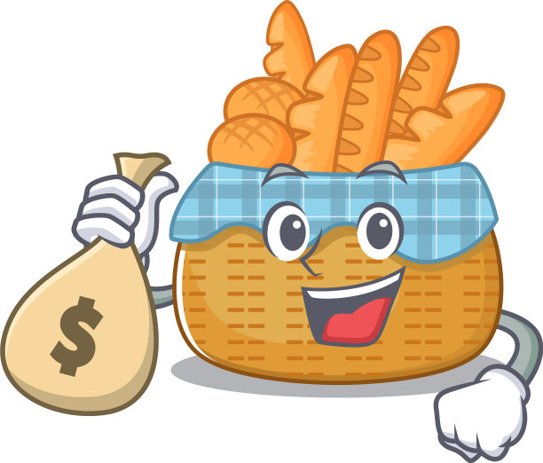 笑脸丰富的面包篮卡通人物带来图片下载