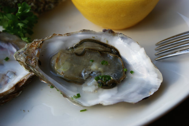 冰镇柠檬和新鲜牡蛎海鲜餐厅图片下载