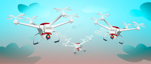 无人机在彩色的抽象背景与云图片下载