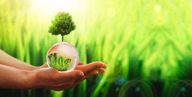 手捧玻璃绿色星球。拯救地球。环境概念世界地球日图片下载