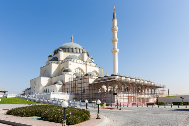 阿拉伯联合酋长国沙迦酋长国最大的清真寺：沙迦清真寺图片下载