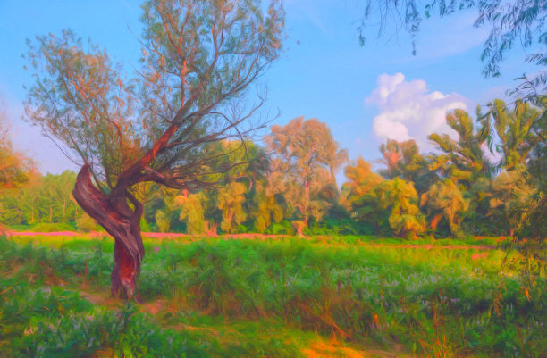 石油山水画图片下载