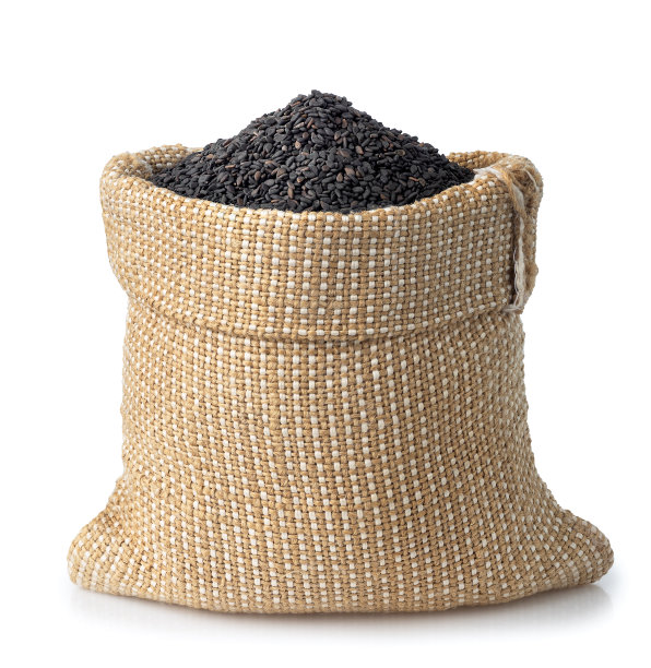 黑芝麻用粗麻袋隔离图片下载