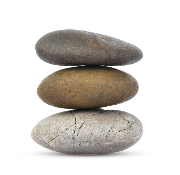 石头在白色背景上孤立排列图片下载