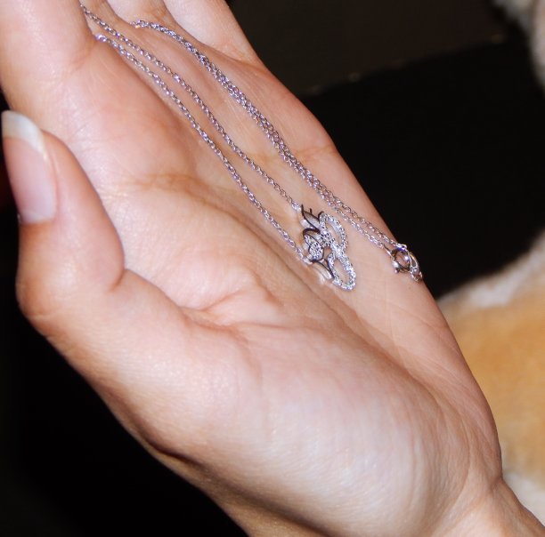 银项链，挂在女人的手掌上图片下载