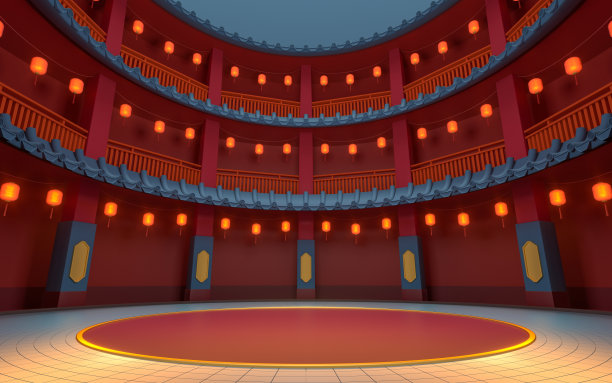 古代圆屋，中国古典圆屋，3d渲染。图片下载