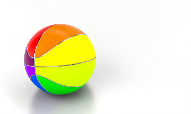 白色背景上的彩色篮球。图片下载