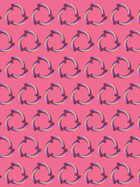 抽象的多色几何图案的不可能的圆形形状在粉红色的背景。三维渲染数字插图图片下载