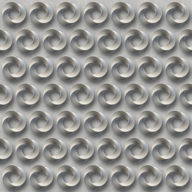 一群不可能的圆形人物站在破旧的白色表面上。3d渲染数字插图。视错觉图片下载