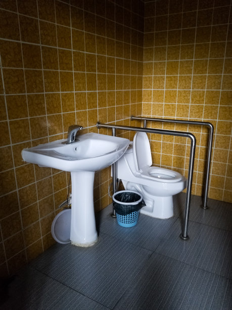 公共厕所——抽水马桶和洗手盆图片下载