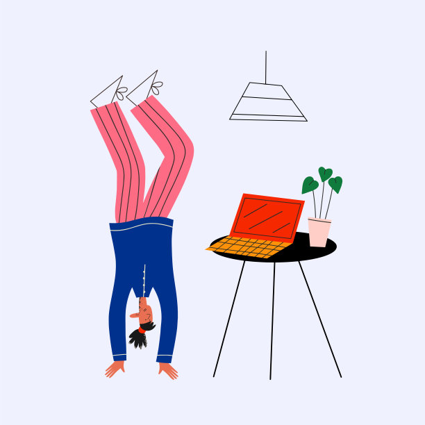 少数民族员工在办公室倒立。一个男人在工作间隙做热身。远程工作。检疫期间教育。运动打破。创造性的头脑风暴。寻找的想法。寻找灵感图片下载