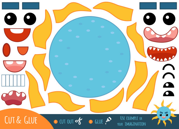 儿童教育纸游戏，可爱的细菌和病毒字符。为卡通人物创造一张有趣的脸图片下载