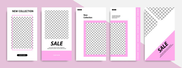 最小的社交媒体故事或故事模板现代时尚的布局横幅在白色紫色的背景颜色图片下载