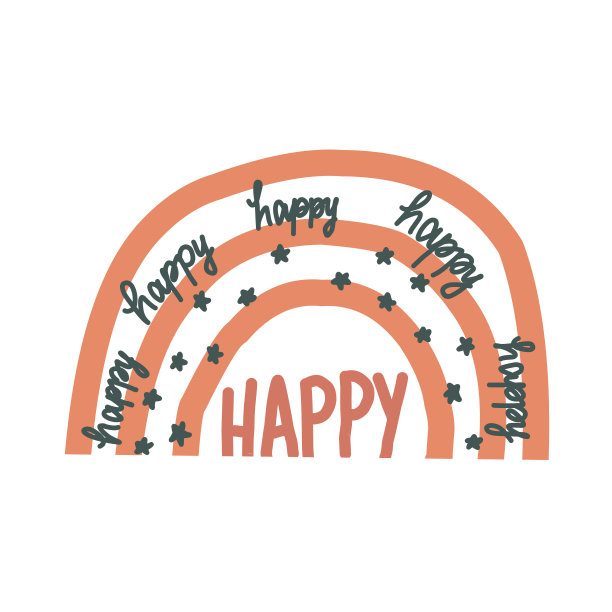 快乐彩虹海报在白色背景下孤立图片下载