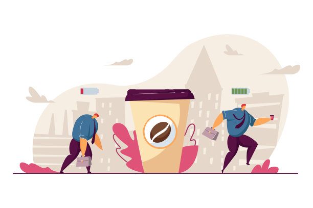 疲惫的上班族喝完咖啡后变得精力充沛图片下载