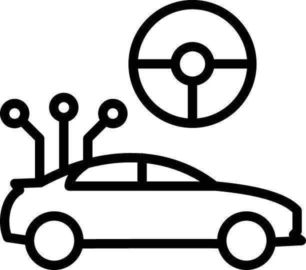 自动驾驶线路和装配概念矢量图标设计，自动驾驶汽车符号，机器人汽车标志，自动驾驶系统股票插图图片下载