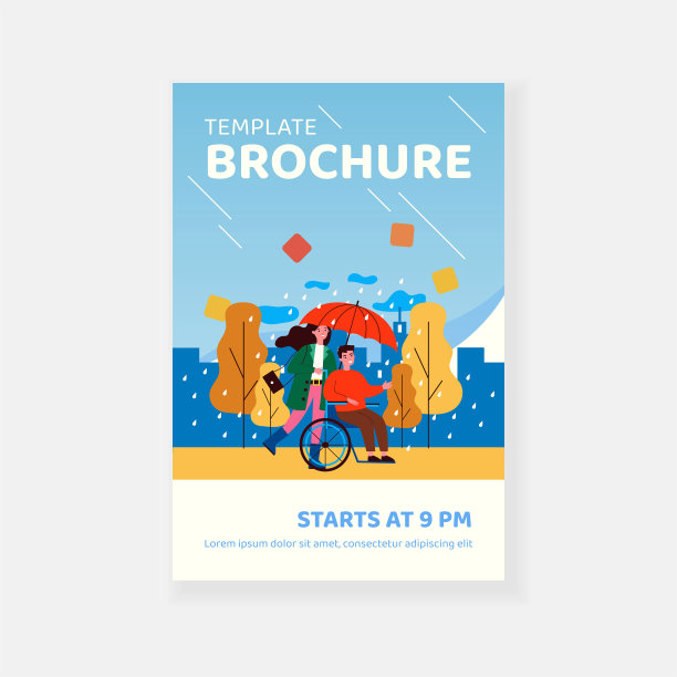 残疾人和助手在雨中行走图片下载