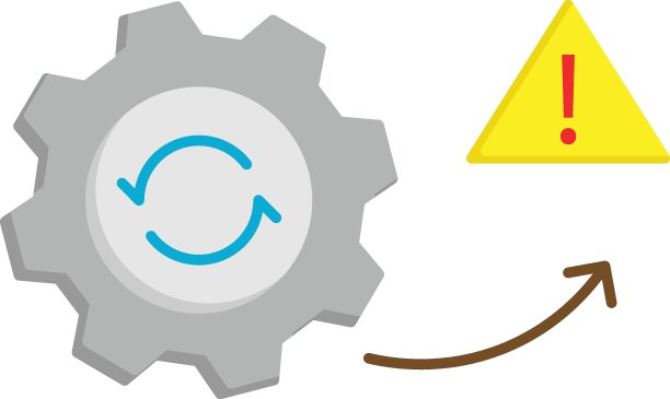 并购评估流程概念，齿轮内部双方向箭头和符号惊呼设计，资产估值和未来风险矢量彩色图标设计，并购符号图片下载