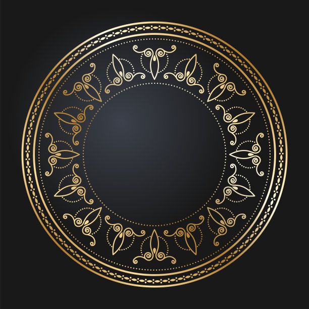 美丽的圆形金框架。节日的设计。古董金色的边界。矢量插图EPS10。图片下载