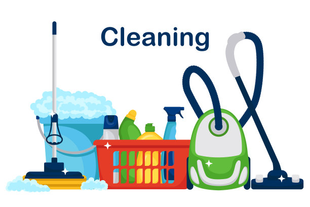 清洁服务。矢量概念家居用品和清洁产品的横幅，网站，信息图表，清洁。卫生和化工产品。图片下载