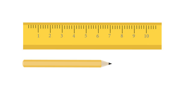 绘有数字的标尺和黄色铅笔，用于教育设计，学校主题图片下载