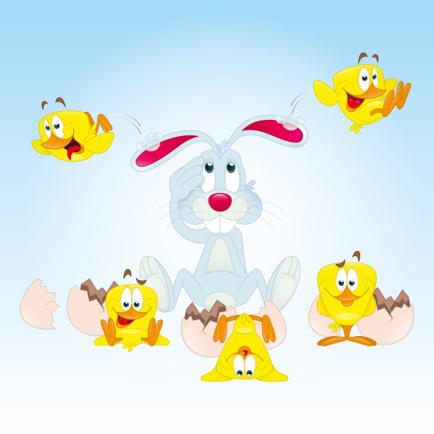 复活节兔子和复活节小鸡图片下载