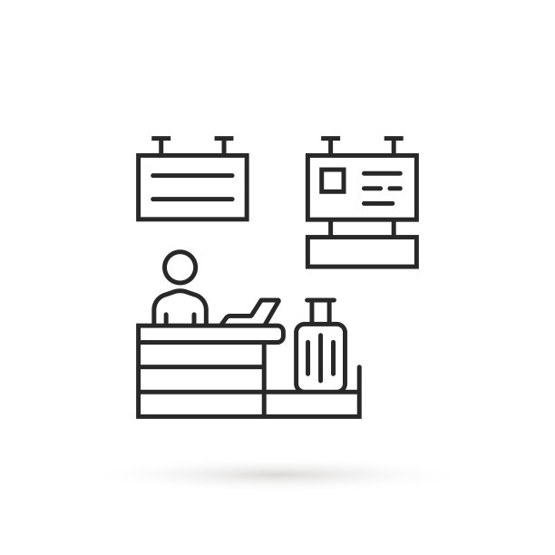 细线机场登记台图标图片下载